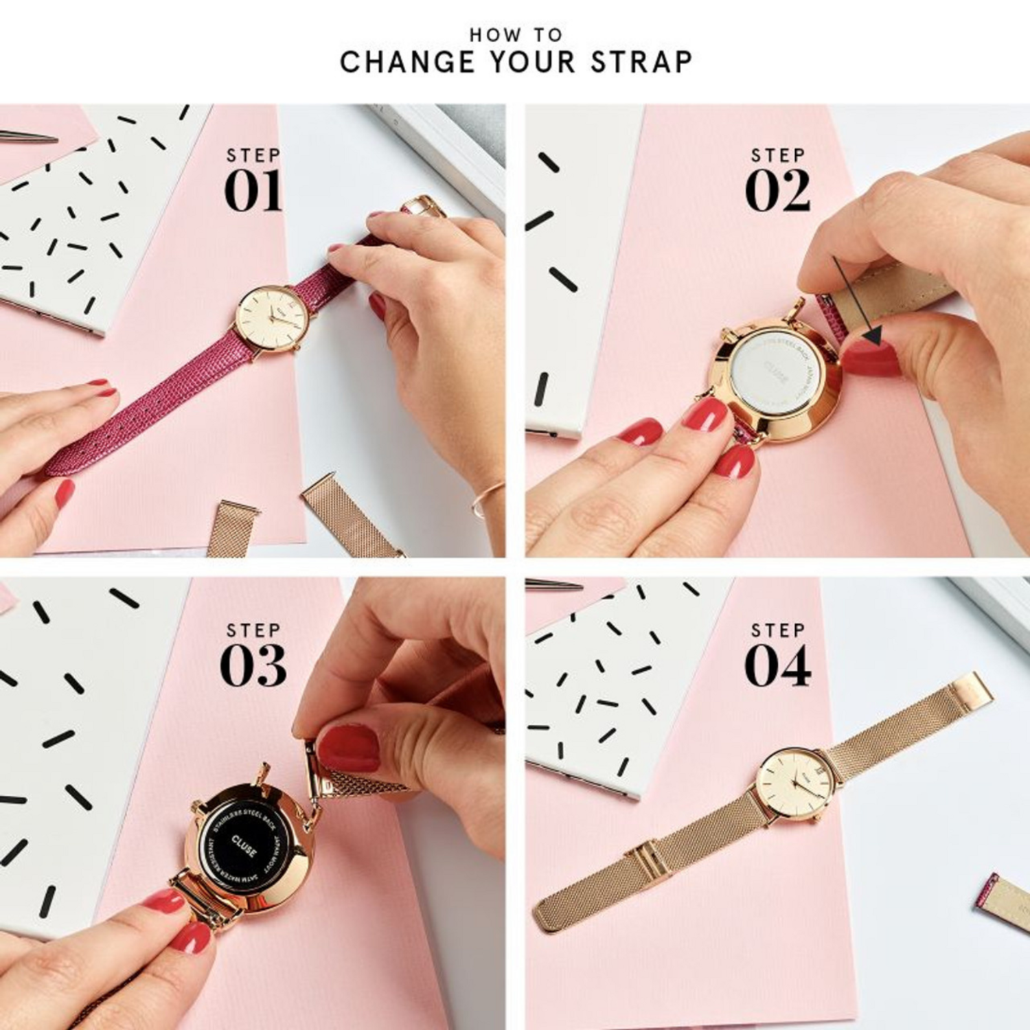 CLUSE 16MM  Mesh Gold Strap