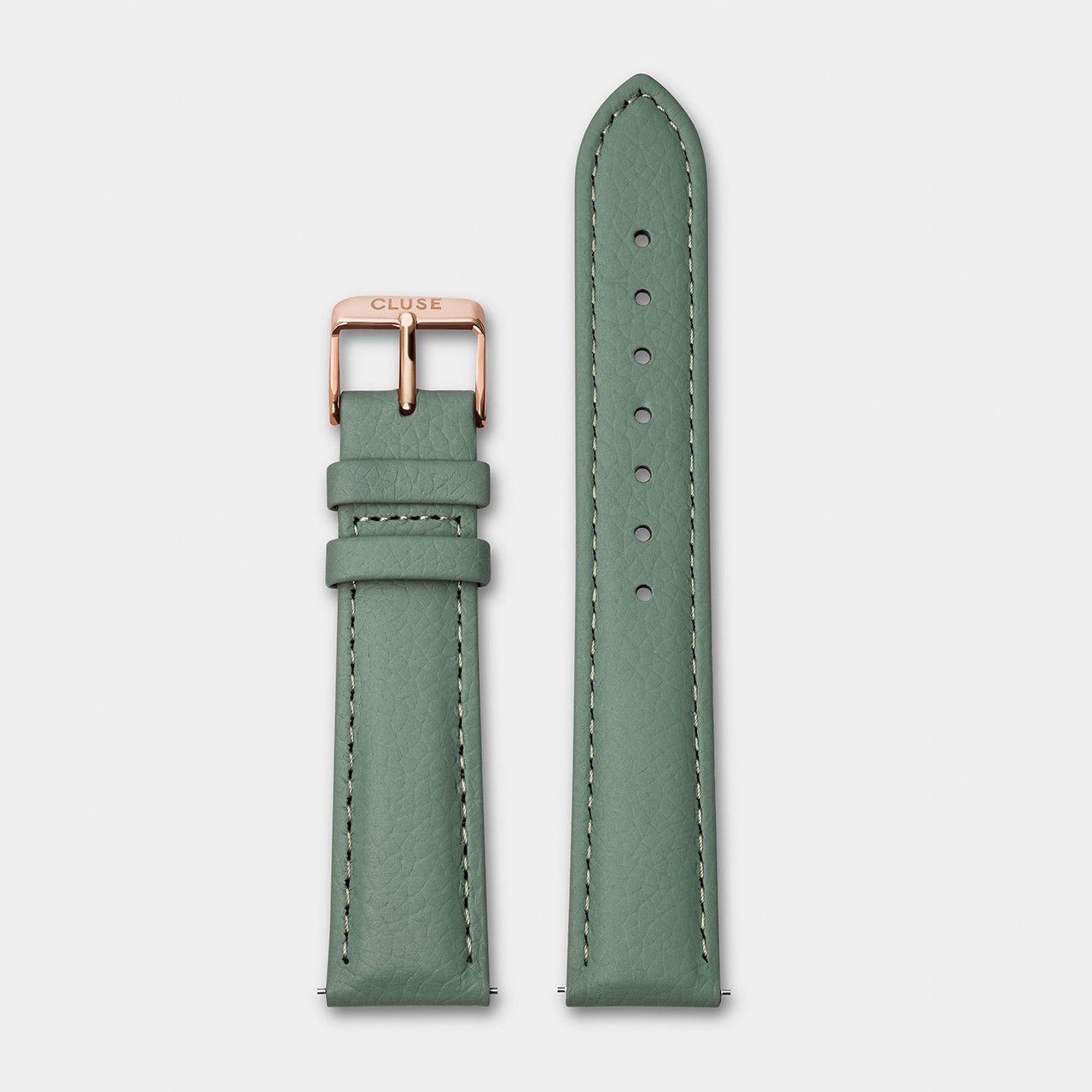 CLUSE 18mm Leather Strap Stone Green/Rose Gold