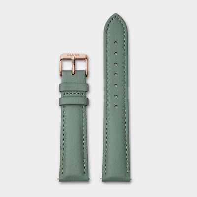 CLUSE 18mm Leather Strap Stone Green/Rose Gold