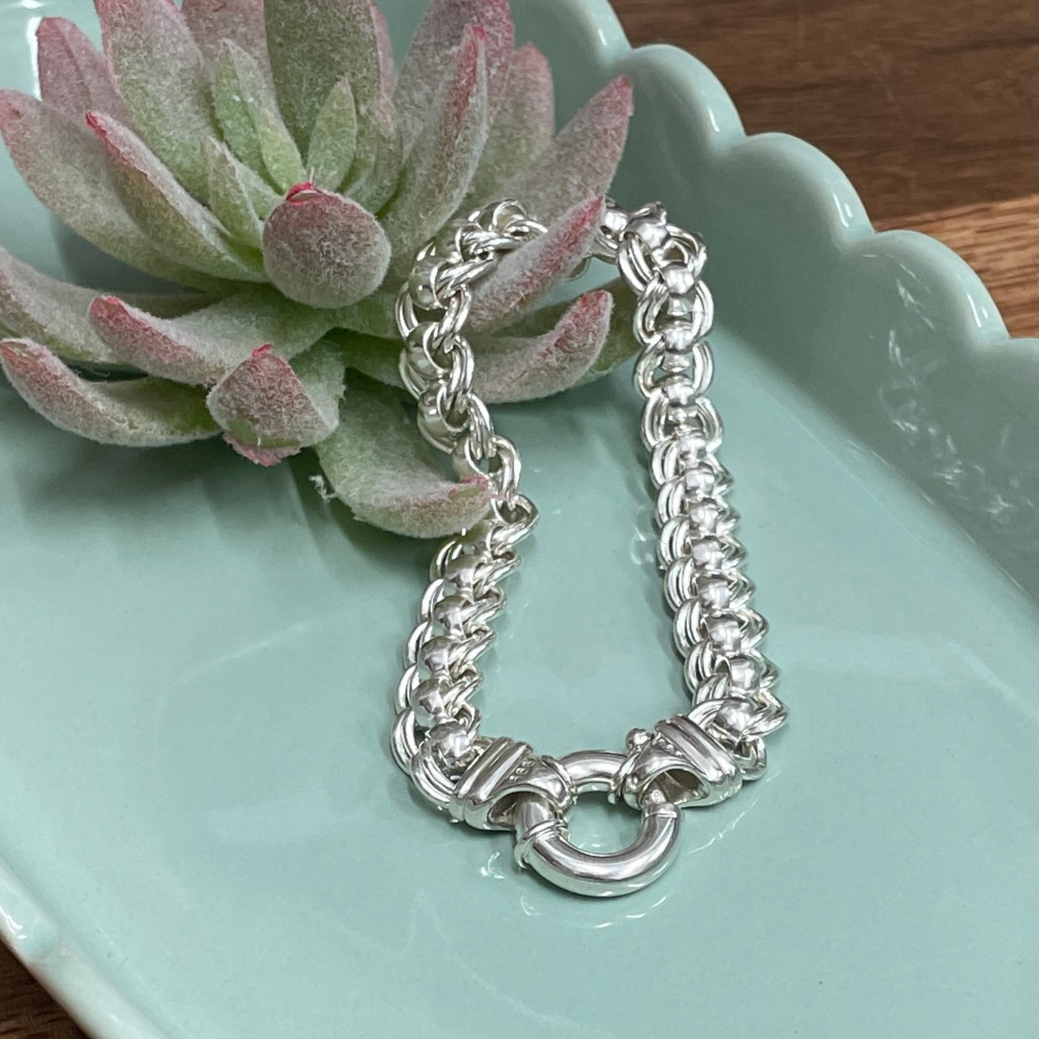 Sterling Silver Double Curb Roller Bracelet (B120)