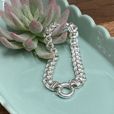 Sterling Silver Double Curb Roller Bracelet