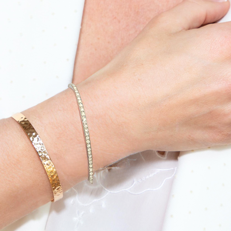 9ct White Gold Diamond Bangle