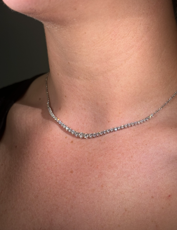 18W Graduated Diamond Tennis Necklace