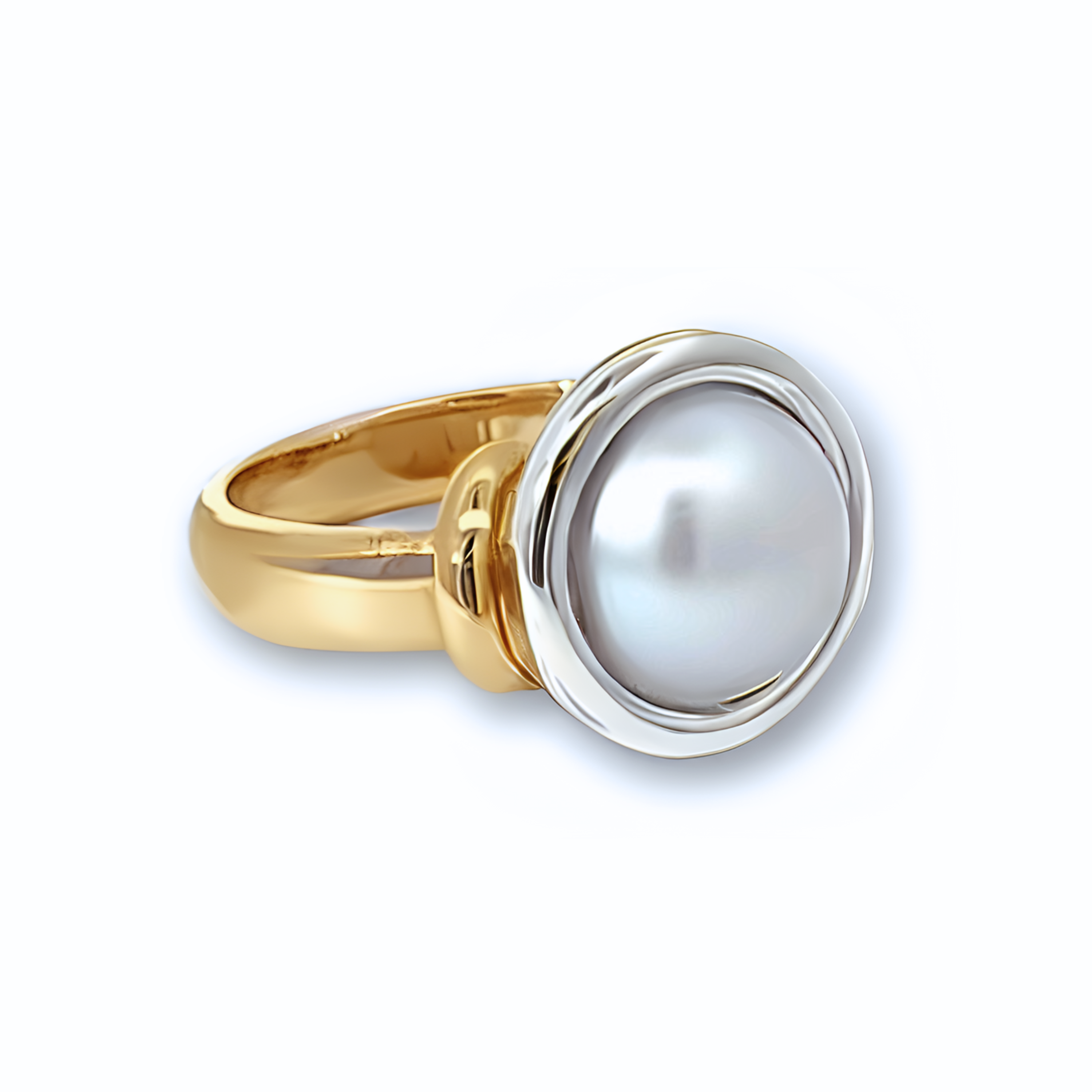 9ct Gold & Sterling Silver Mabe Pearl Ring