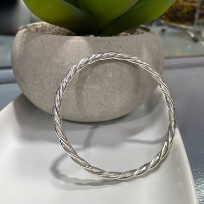 Sterling Silver Solid Twist Bangle