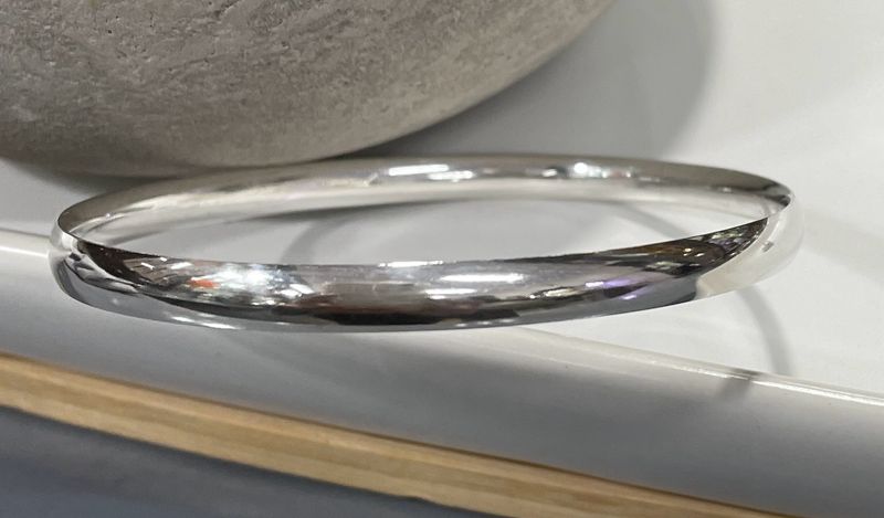 Sterling Silver Solid OVAL Bangle -5.50mm