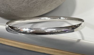 Sterling Silver Solid OVAL Bangle -5.50mm
