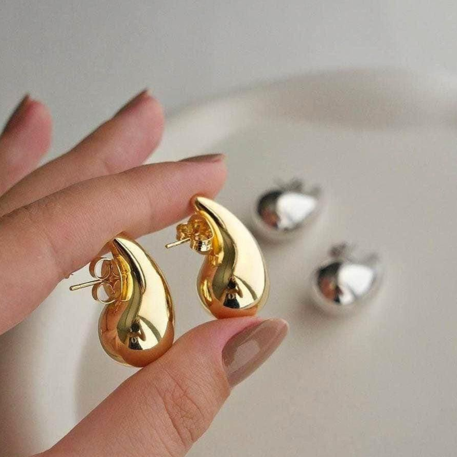 Teardrop Stud Earrings