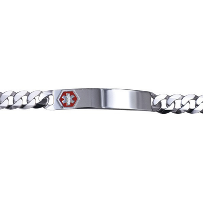 Sterling Silver Curb Link Medical Bracelet