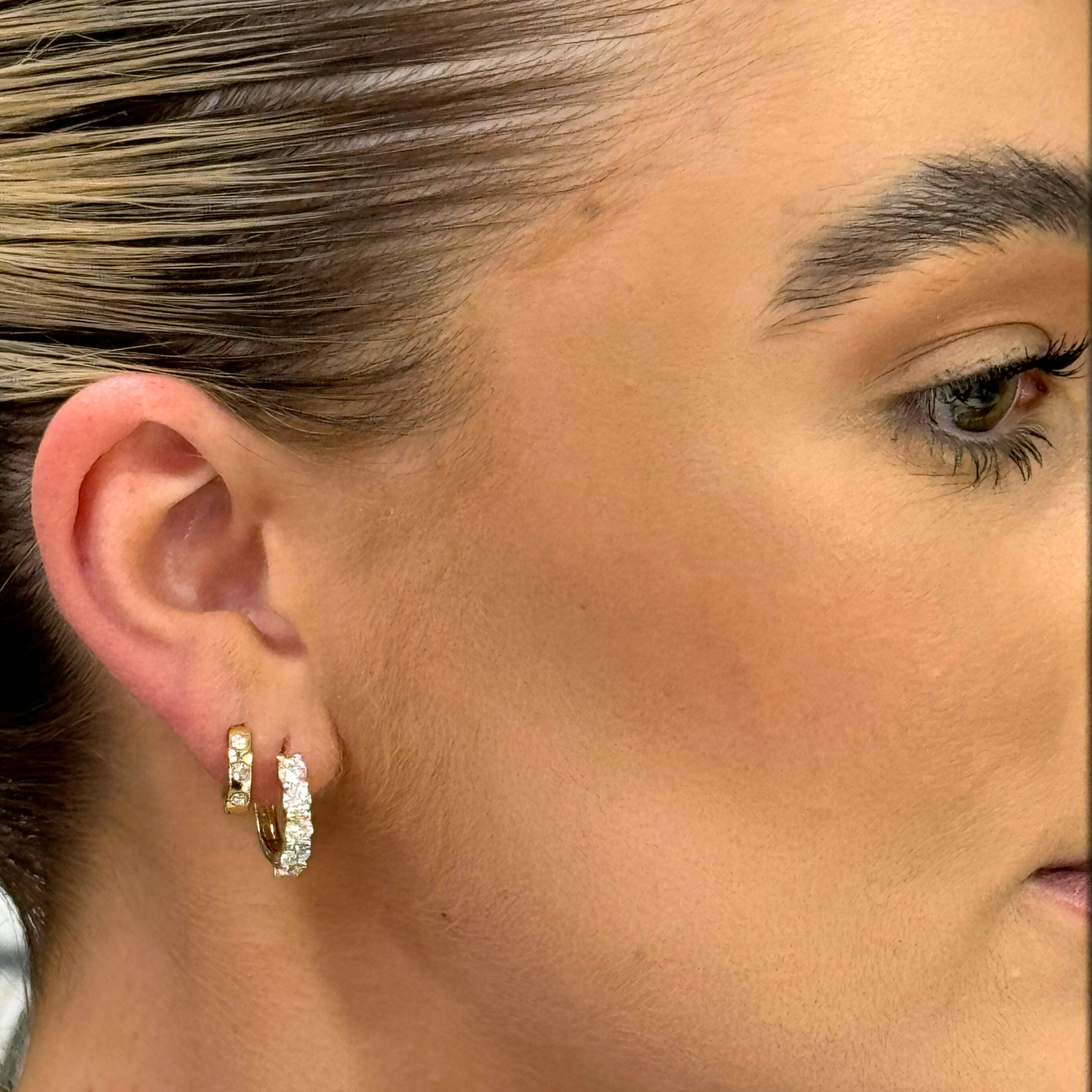 2.00ct Gold LAB Diamond Huggie Earrings