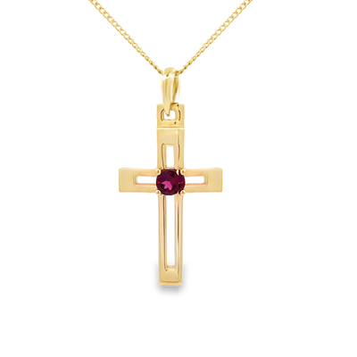 9ct Gold Garnet  Cross