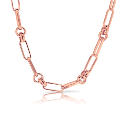 9ct Rose Gold Paperclip & Belcher Necklace.