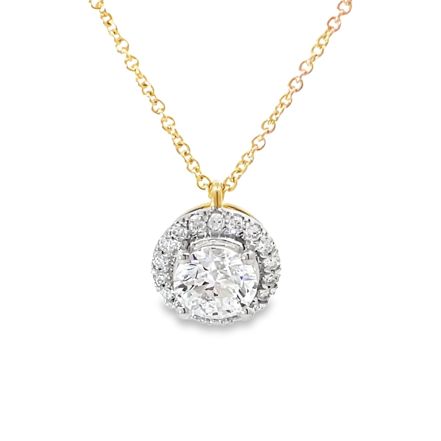 9ct Yellow Gold LAB Diamond Halo Pendant