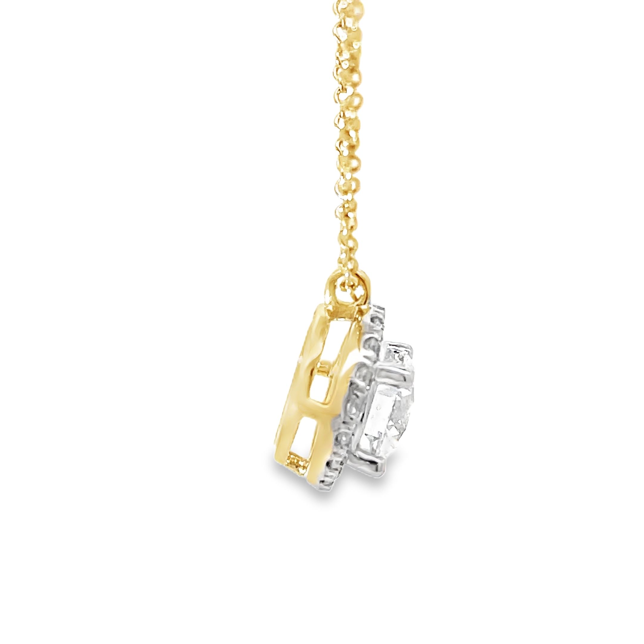 9ct Yellow Gold LAB Diamond Halo Pendant