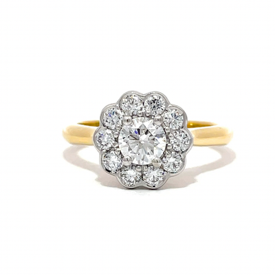 LAB 18ct Yellow Gold Diamond Daisy Ring (1.01ct)