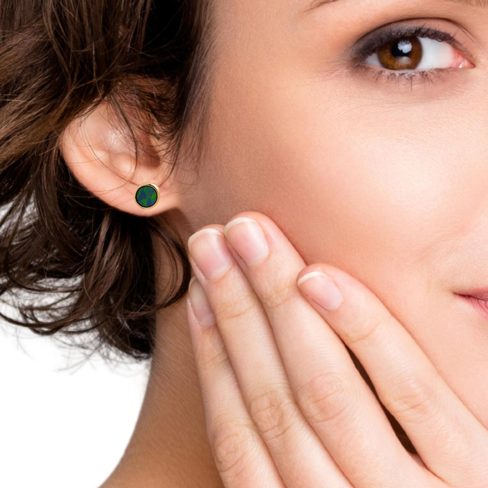 14ct Gold Round Boulder Opal Stud Earrings