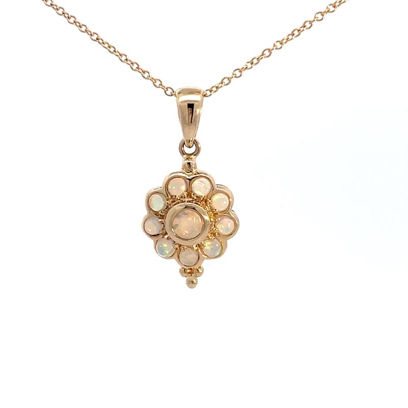 9ct Yellow Gold Opal Daisy Pendant