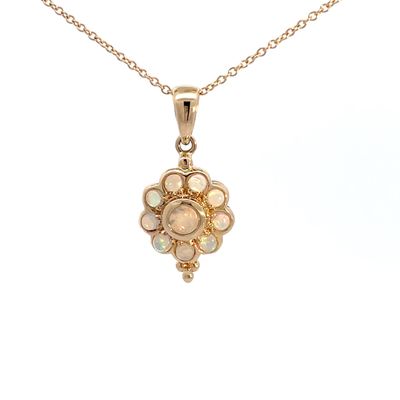 9ct Yellow Gold Opal Daisy Pendant
