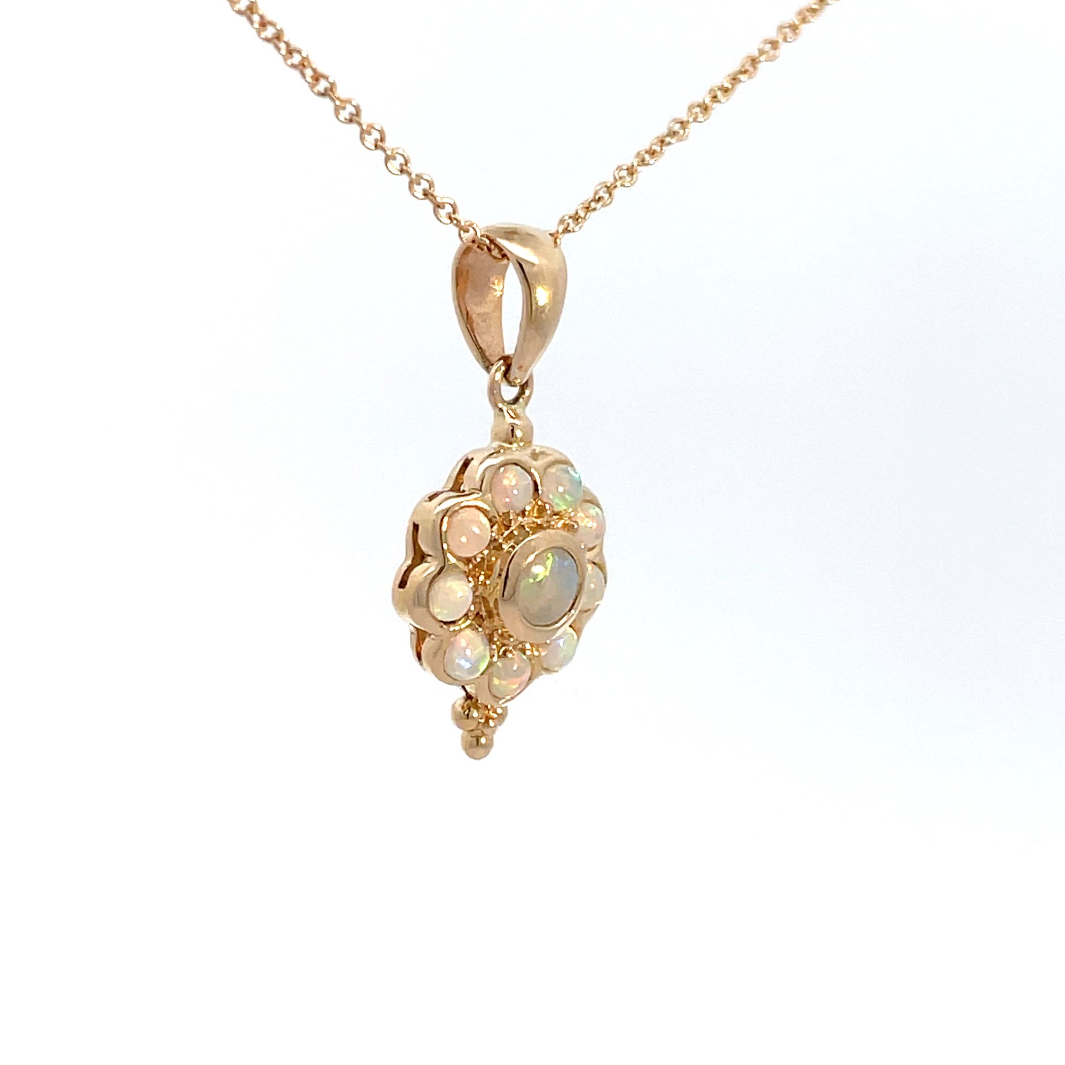 9ct Yellow Gold Opal Daisy Pendant