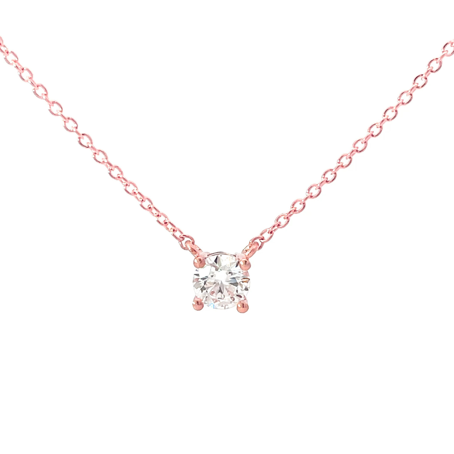 9ct Rose Gold 4 Claw Diamond Pendant & Chain (0.50ct)