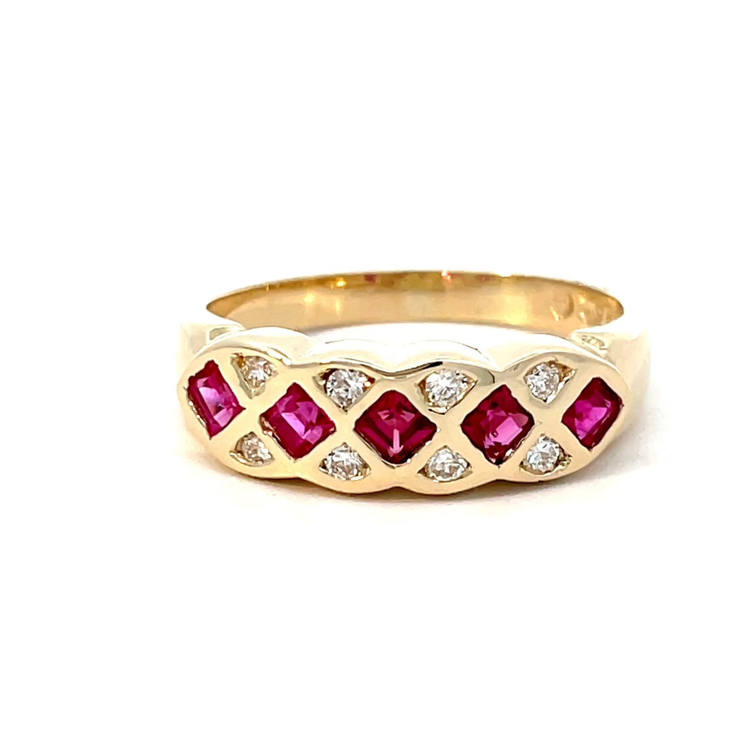 9ct Yellow Gold Ruby & Diamond Dress Ring