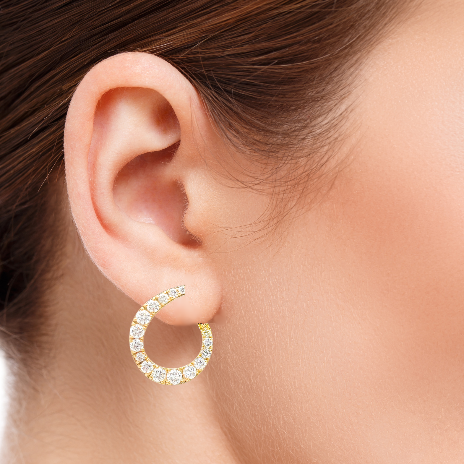 18ct Gold Diamond Swirl Earrings 2.35cts