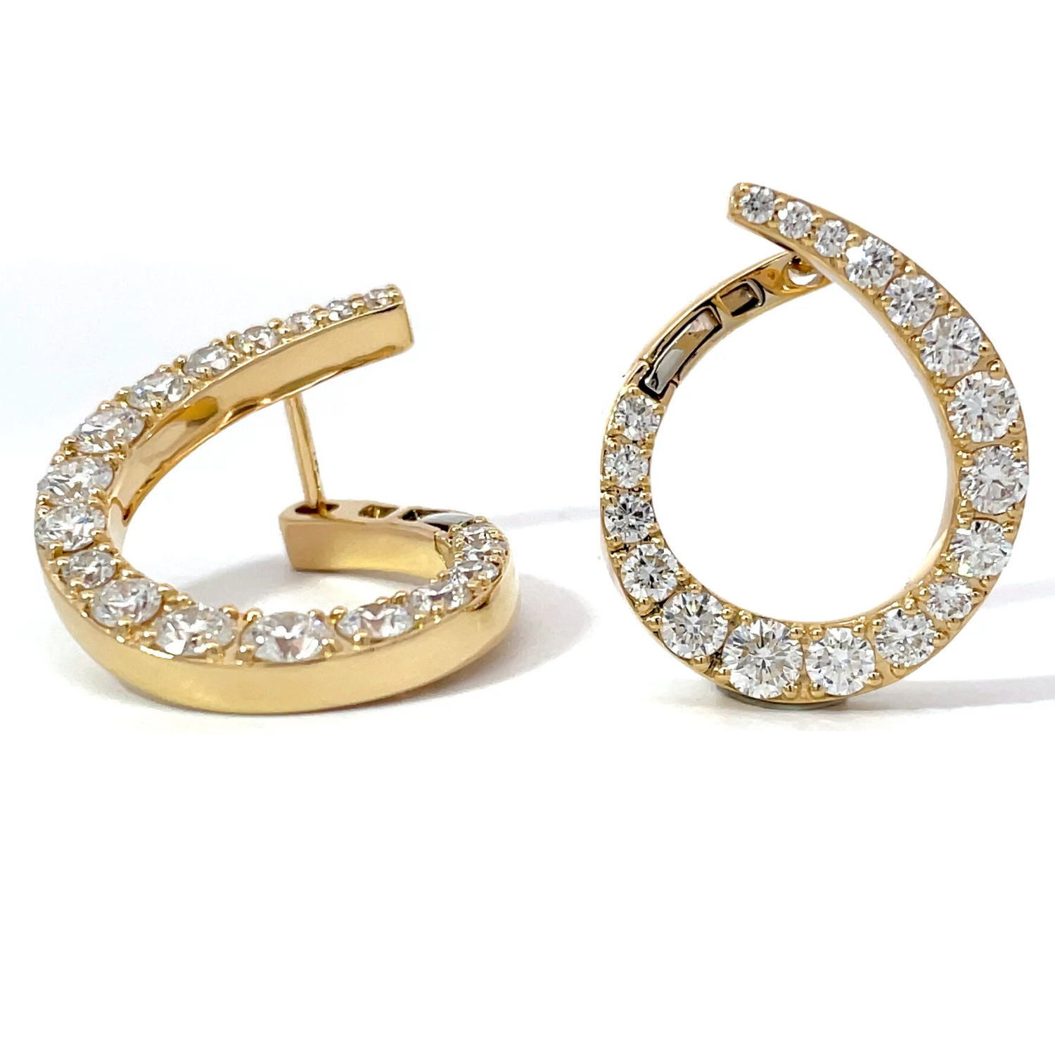 18ct Gold Diamond Swirl Earrings 2.35cts