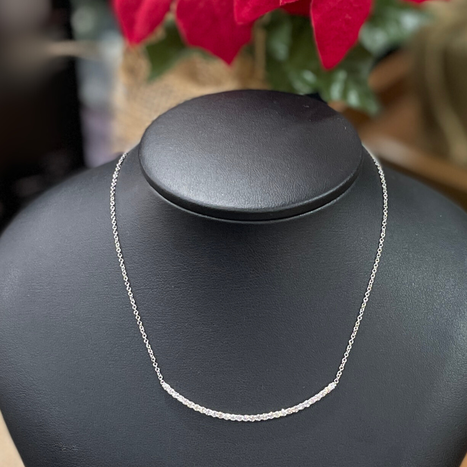 9ct White Gold Diamond Bar Necklace 1.00ct