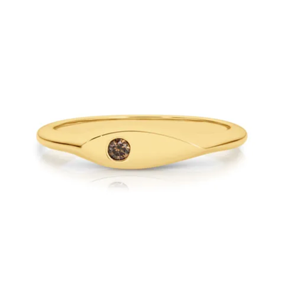 9ct Yellow Gold Chocolate Diamond Set Signet  Ring