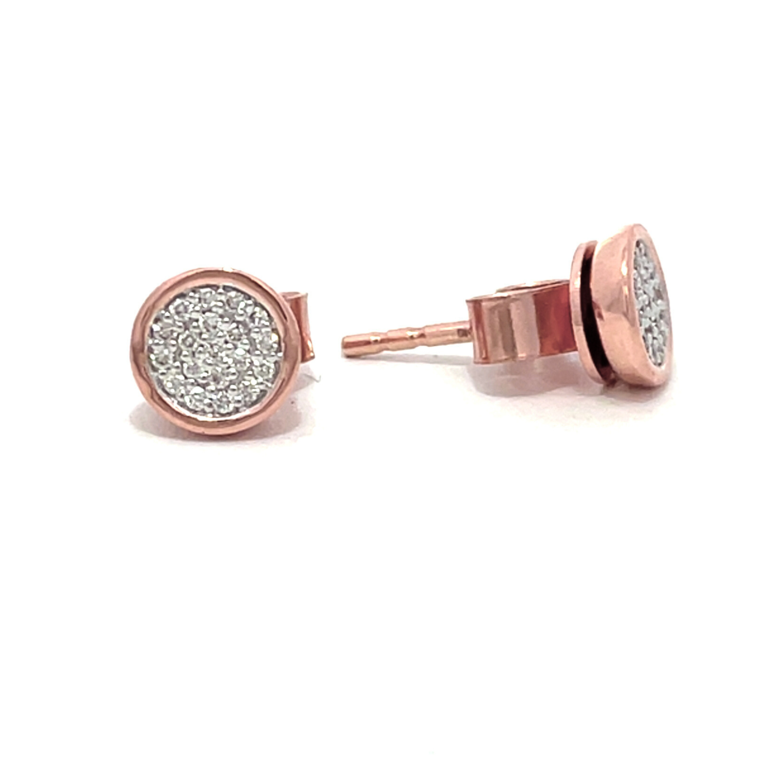 9ct Gold Pave Set Diamond Disc Earrings (6.50mm)