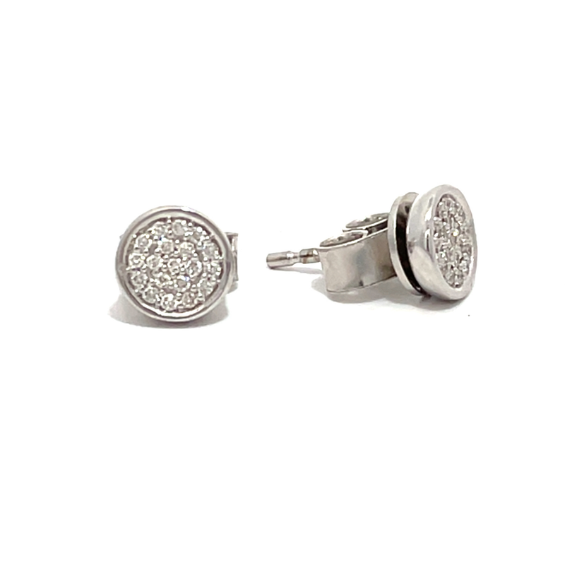 9ct Gold Pave Set Diamond Circle Earrings
