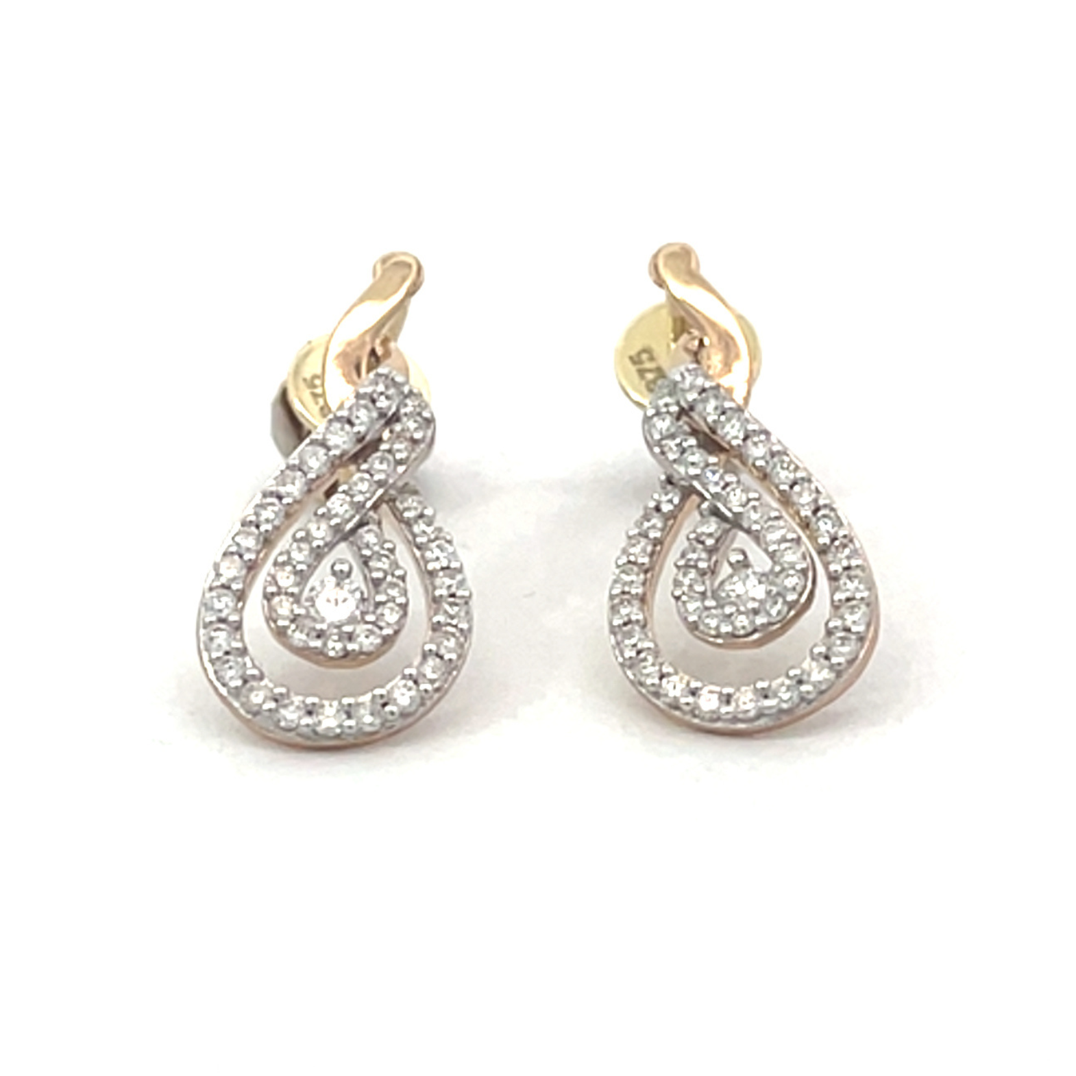 9ct Yellow Gold Tear Drop Diamond Earrings