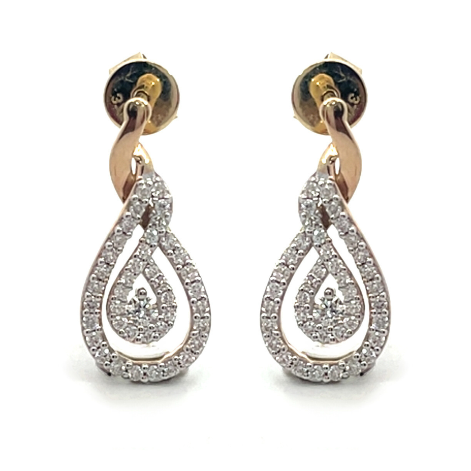 9ct Yellow Gold Tear Drop Diamond Earrings