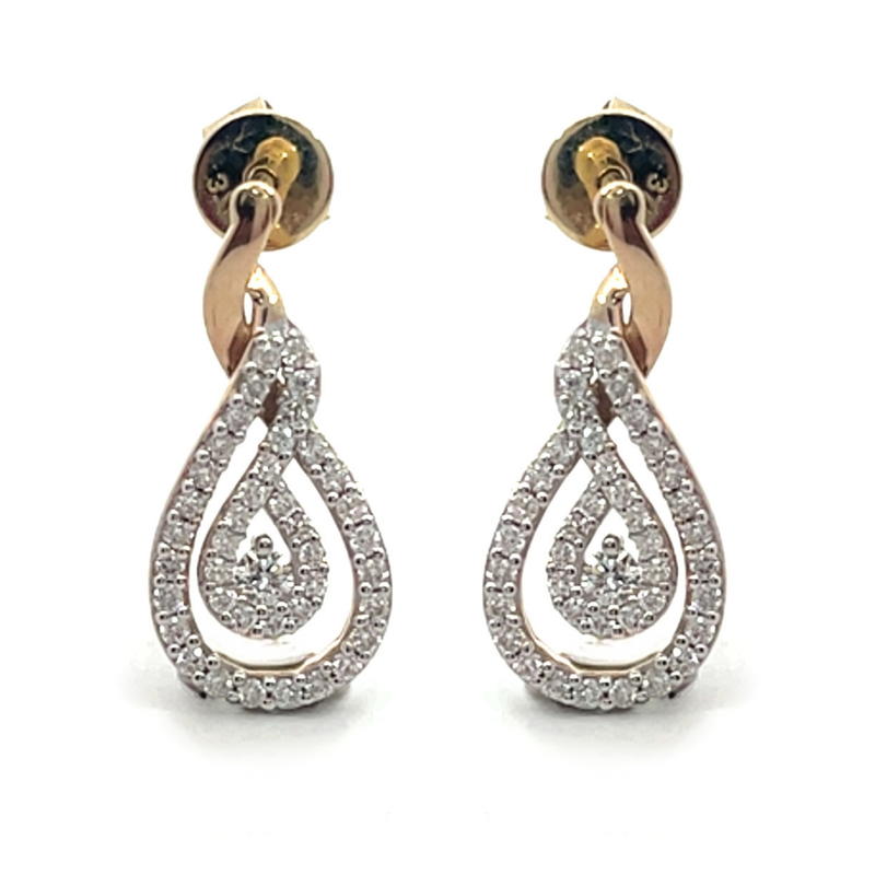 9ct Yellow Gold Tear Drop Diamond Earrings