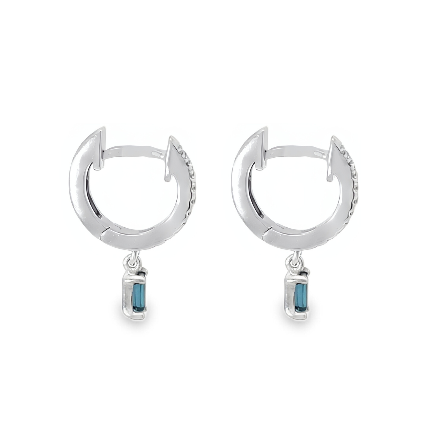 9ct White Gold Diamond & Topaz Drop Earrings