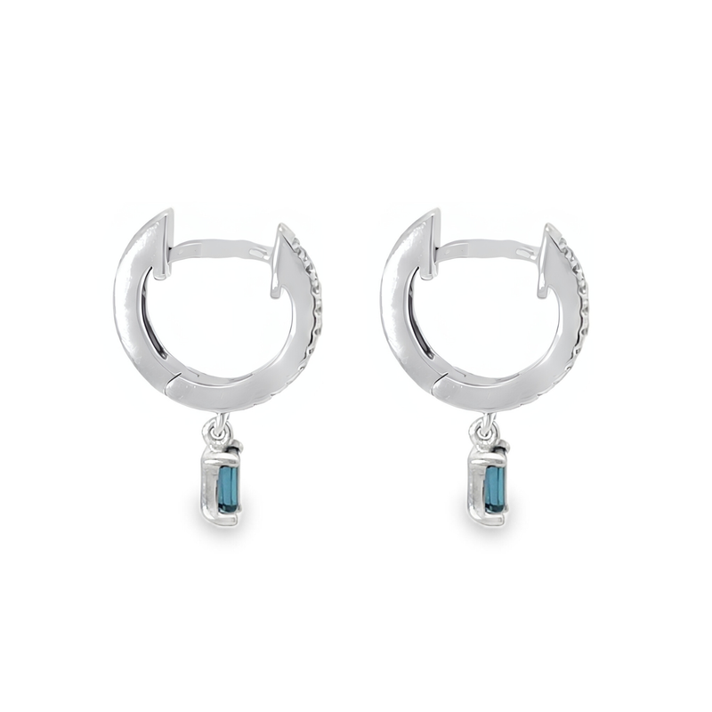 9ct White Gold Diamond & Topaz Drop Earrings