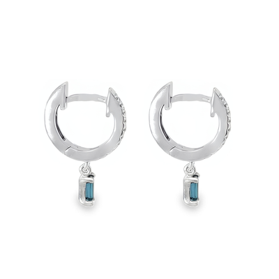 9ct White Gold Diamond & Topaz Drop Earrings