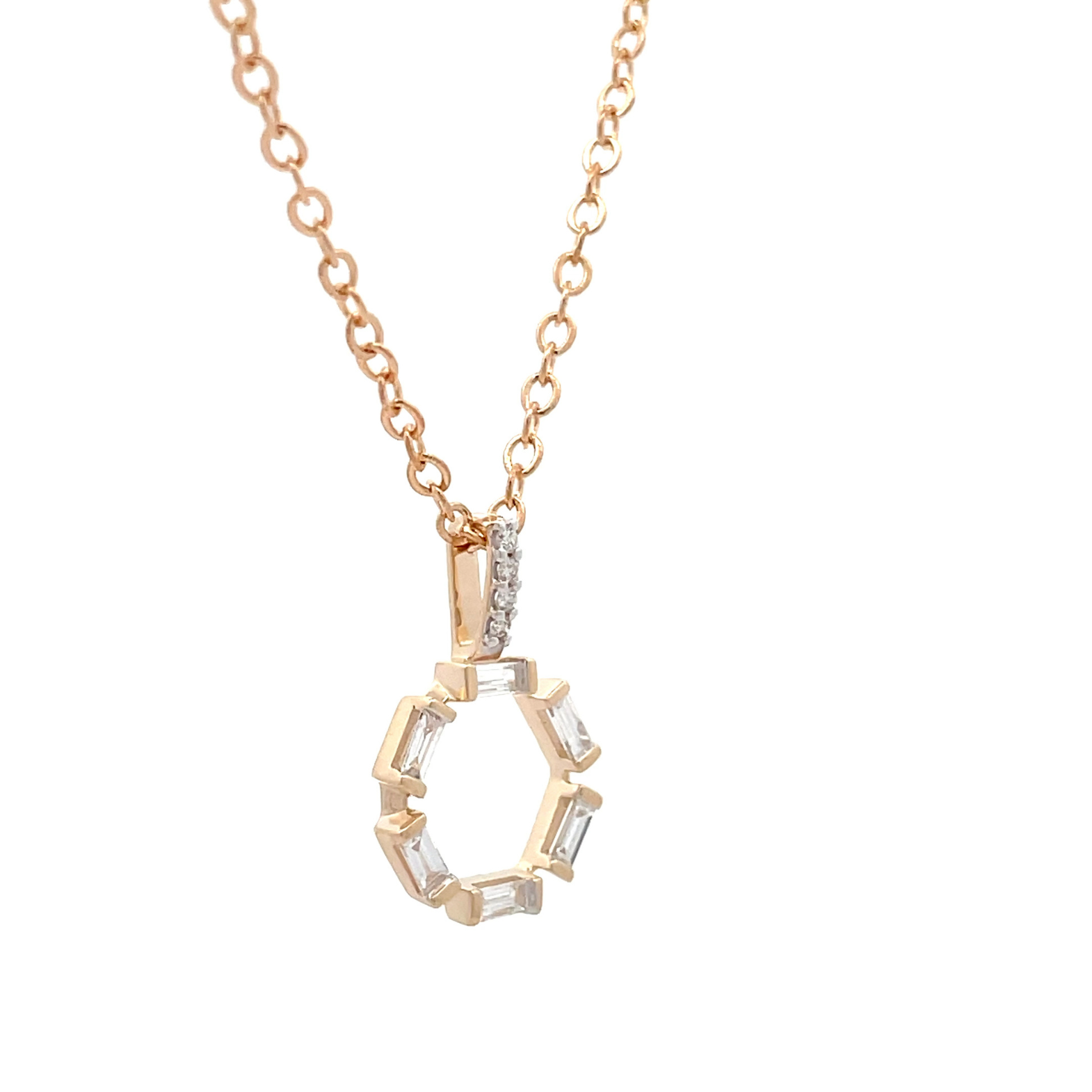 9ct Circle Baguette Diamond Pendant.