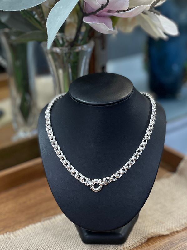 Sterling Silver Double Curb Roller Necklace