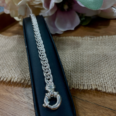 Sterling Silver Fancy 1+1 Curb Bracelet 21.58gm