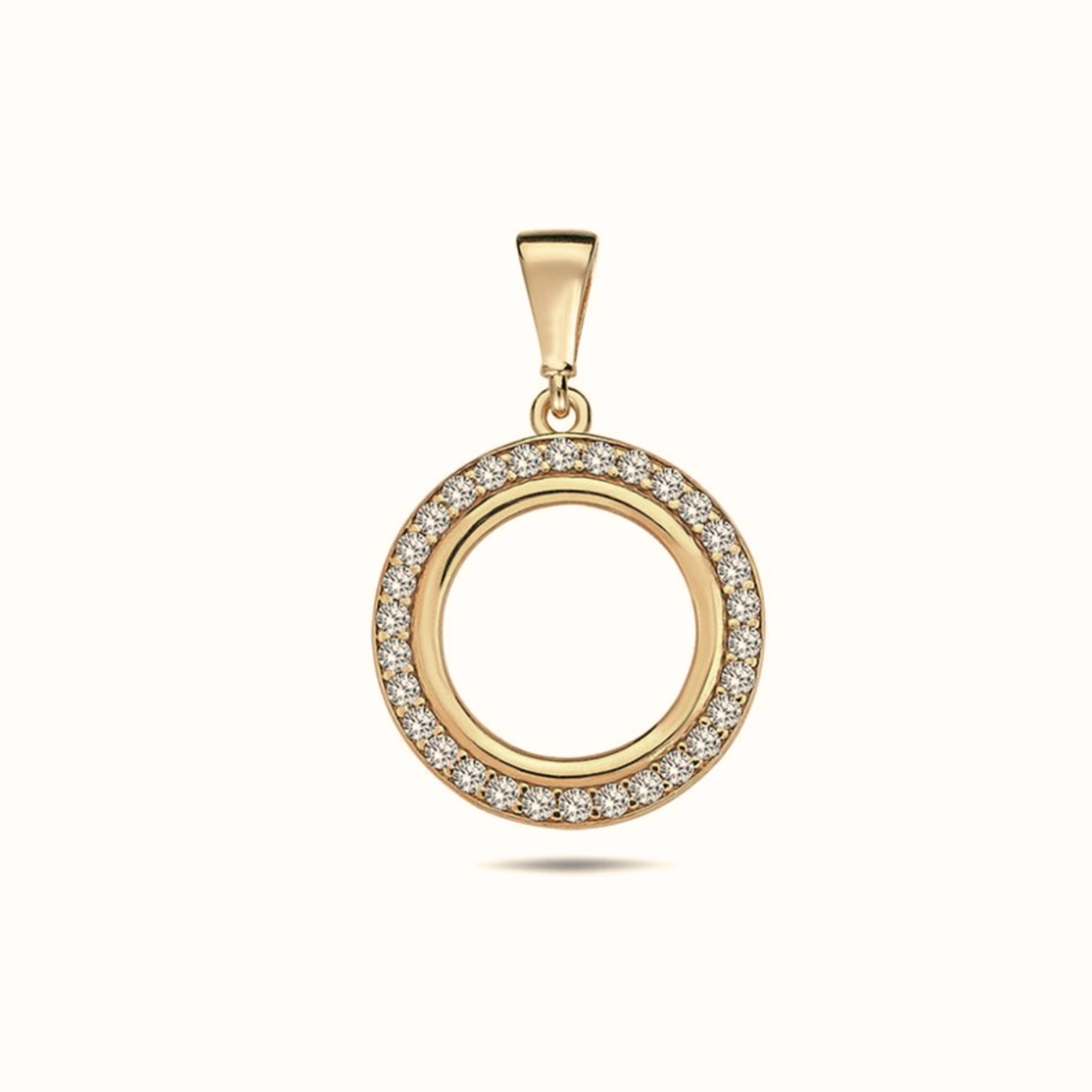 9ct Gold CZ Polished Circle Pendant
