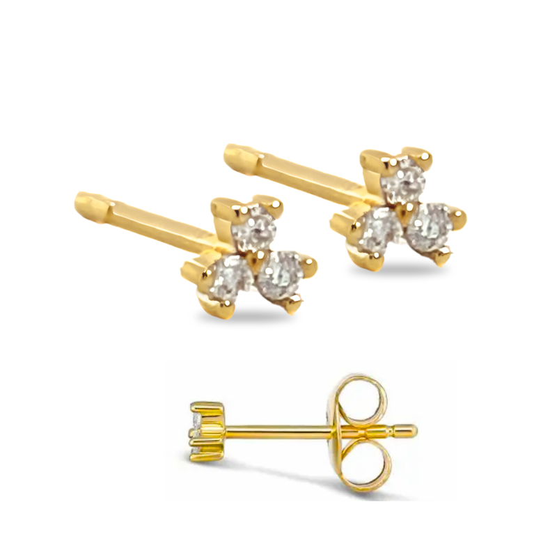 9ct Diamond Trilogy Stud Earrings