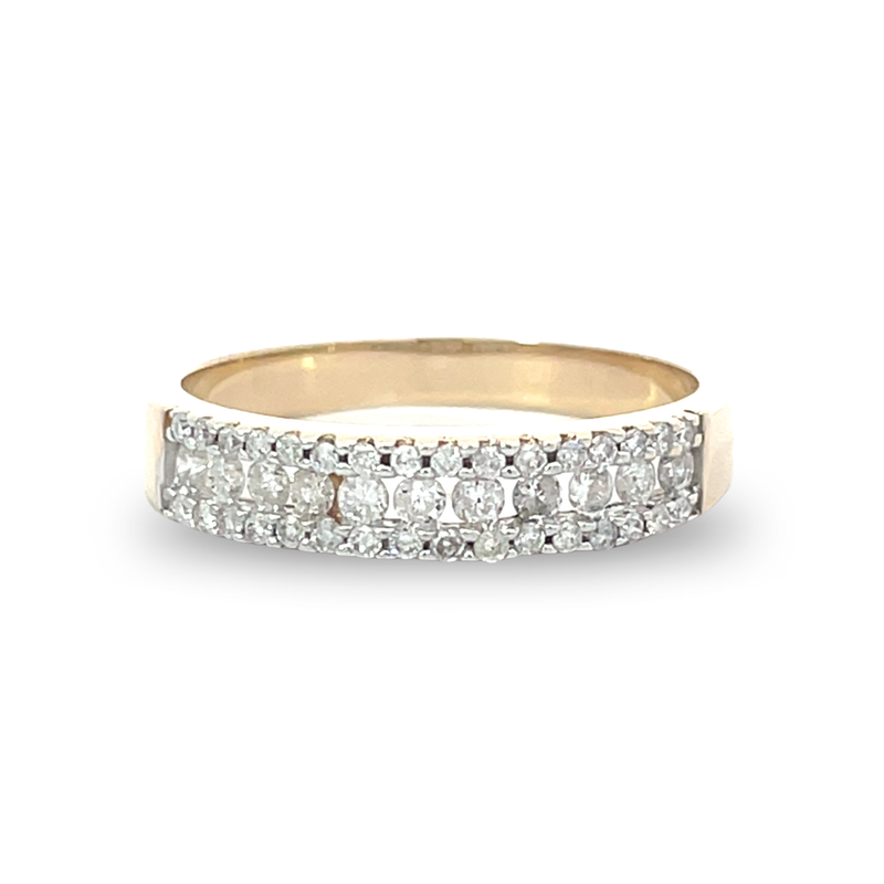 9ct Gold 3 Row Diamond Ring