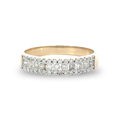 9ct Gold 3 Row Diamond Ring