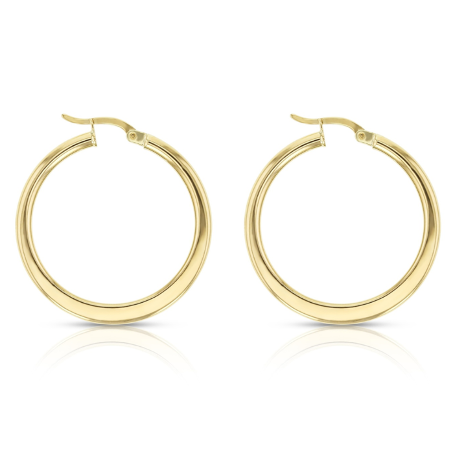 9ct Yellow Round to Flat Hoop Earrings