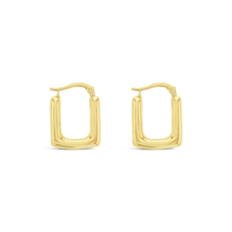 9ct Yellow Gold Square Hoop Earrings