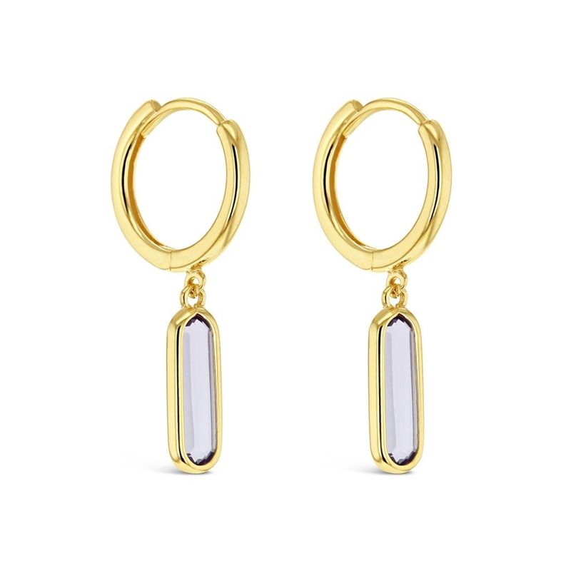 9YG Topaz Drop Huggie Earrings