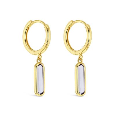 9YG Topaz Drop Huggie Earrings