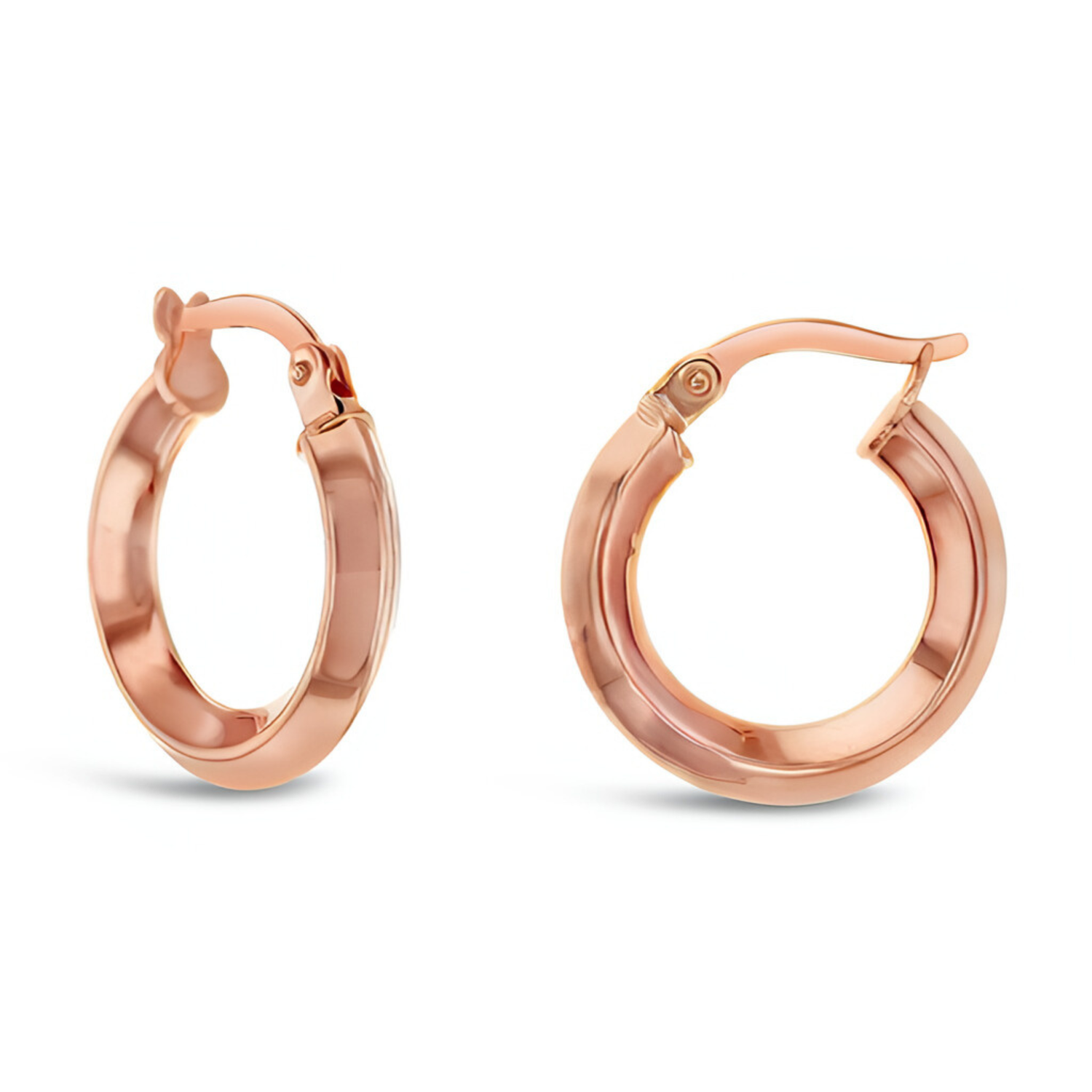 9ct Rose Gold Knife Edge Hoop Earrings