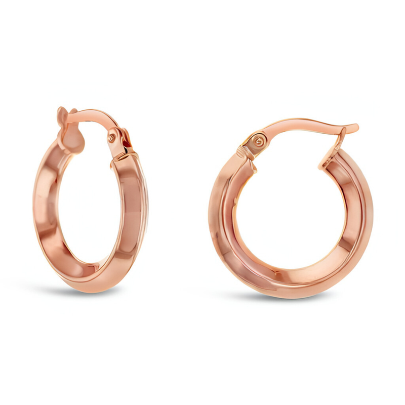 9ct Rose Gold Knife Edge Hoop Earrings